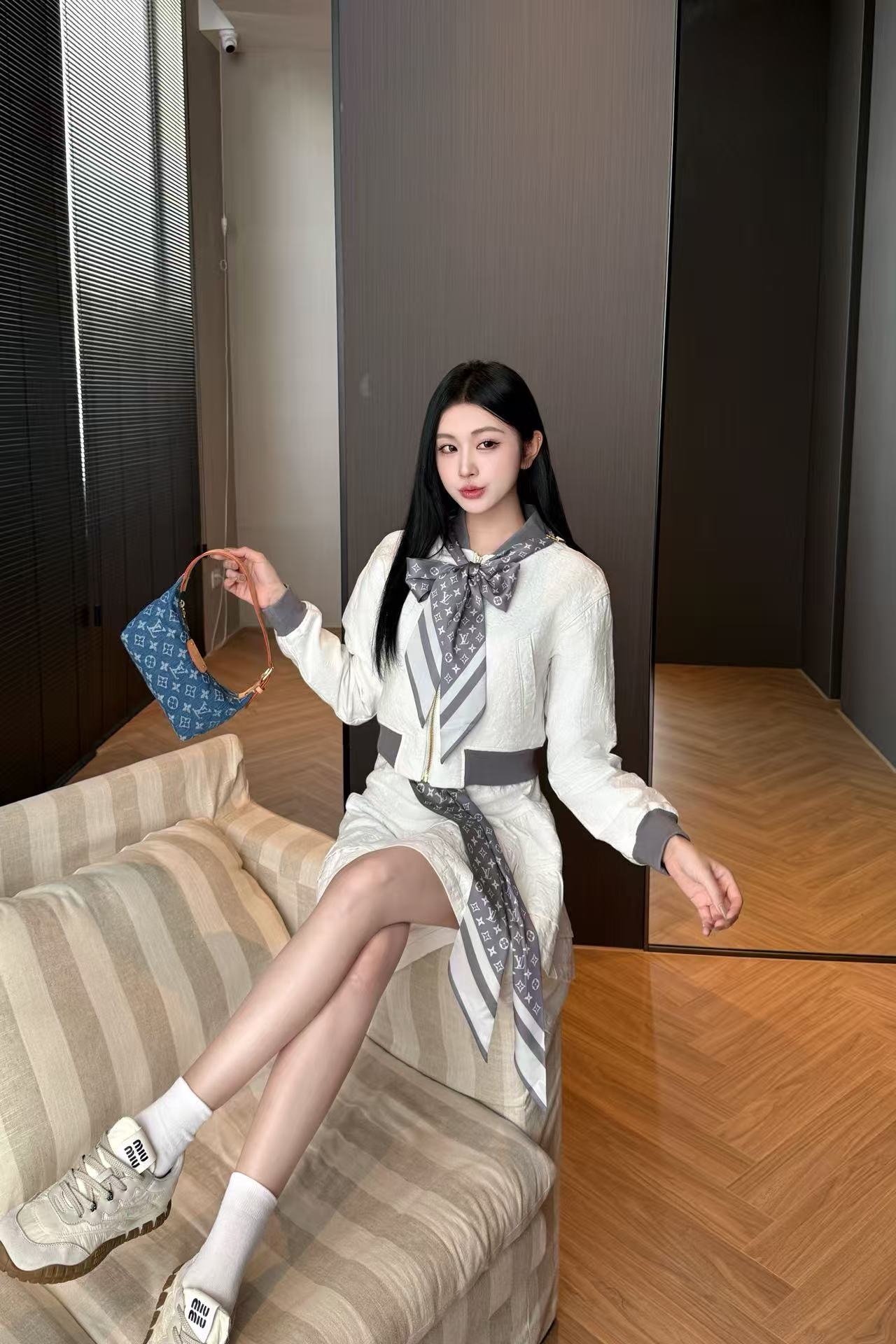 LVプリントコート+スカートのツーピースセット【50％割引+送料無料】