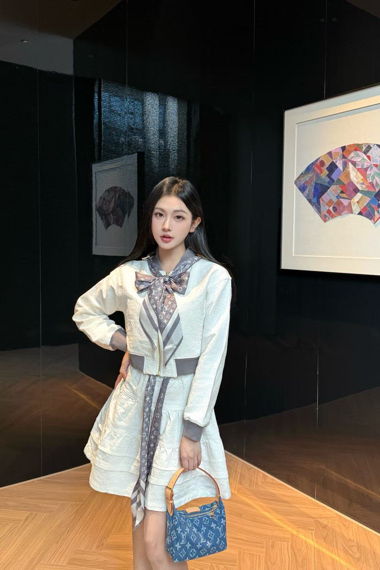 LVプリントコート+スカートのツーピースセット【50％割引+送料無料】