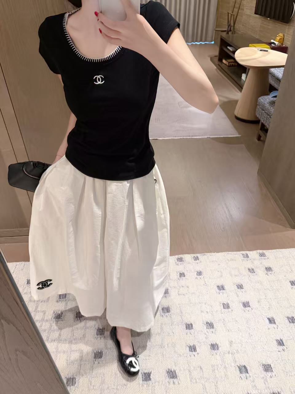 CHANE1 シンプルダブルCスカート【50％割引+送料無料】