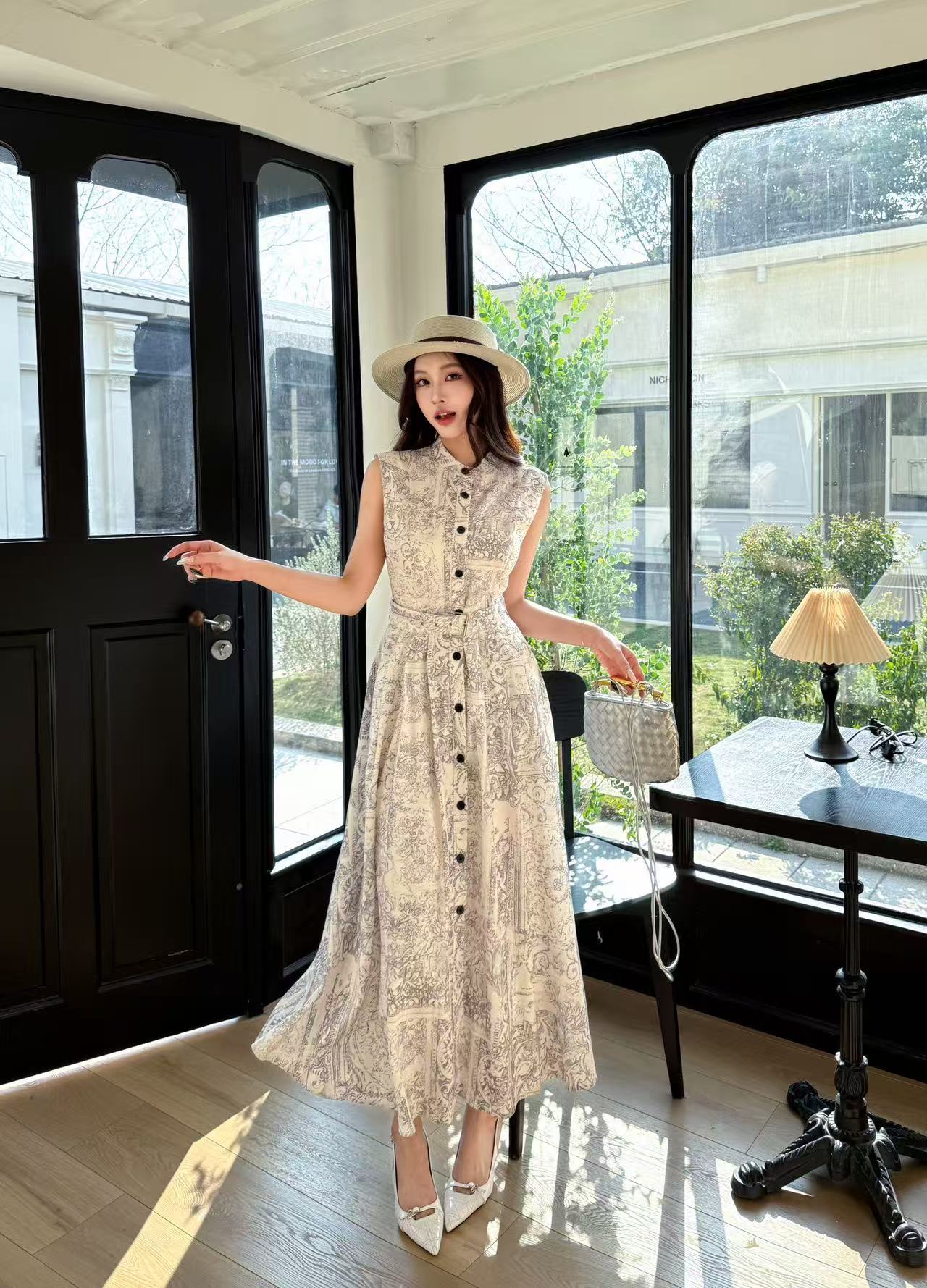 DIORの高品質ノースリーブプリントドレス【50％割引+送料無料】