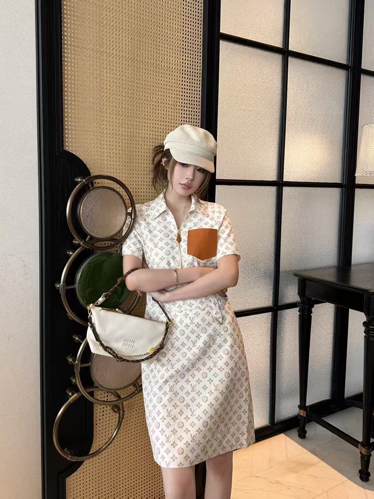 LVの高品質プリントポケットドレス【50％割引+送料無料】