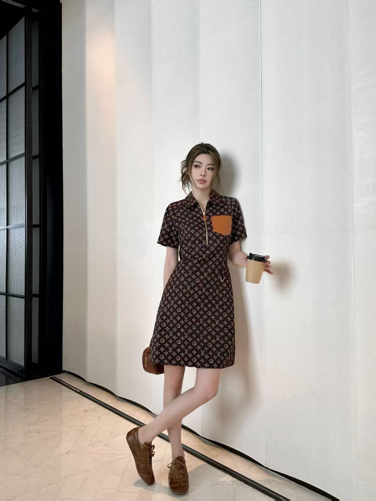 LVの高品質プリントポケットドレス【50％割引+送料無料】