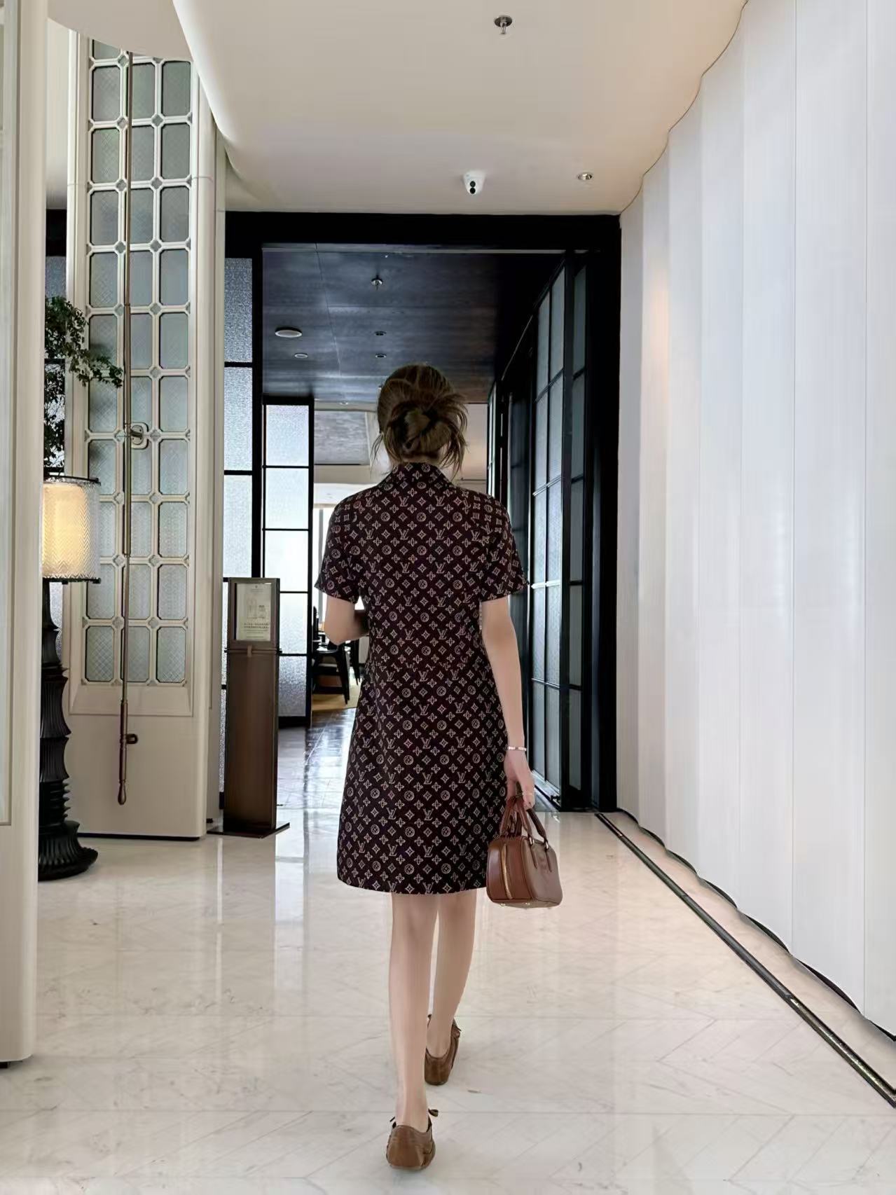 LVの高品質プリントポケットドレス【50％割引+送料無料】