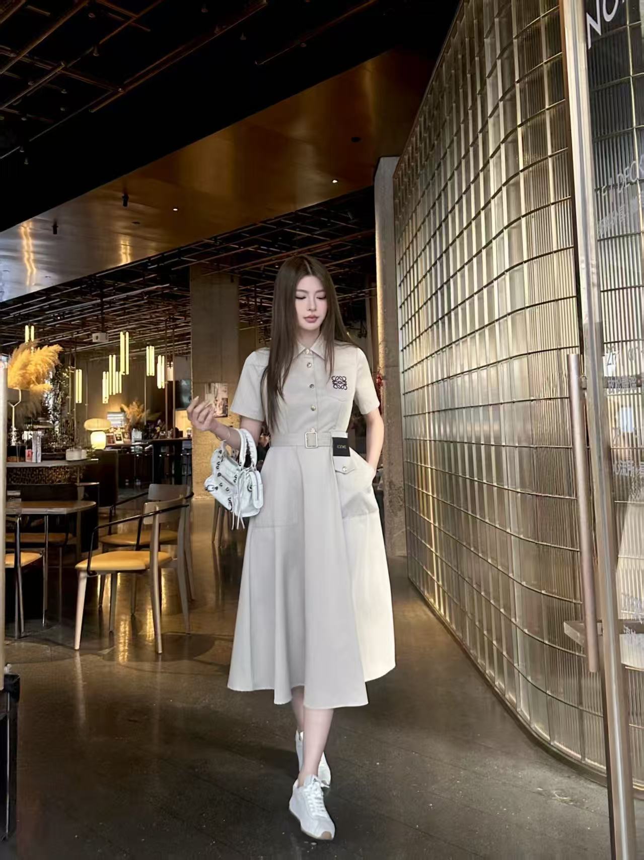 L0WEW 高品質刺繍ロゴドレス【50％割引+送料無料】