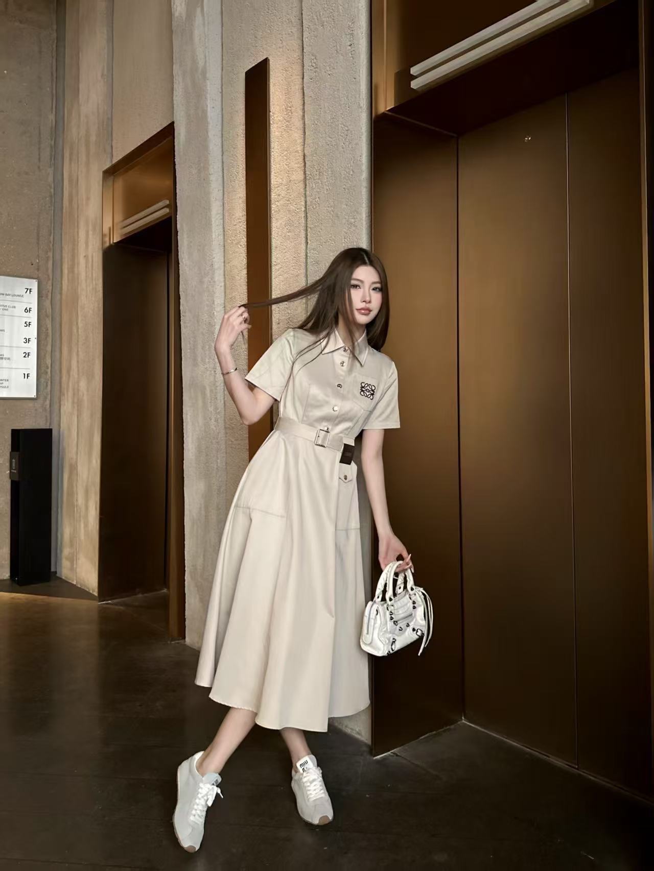 L0WEW 高品質刺繍ロゴドレス【50％割引+送料無料】