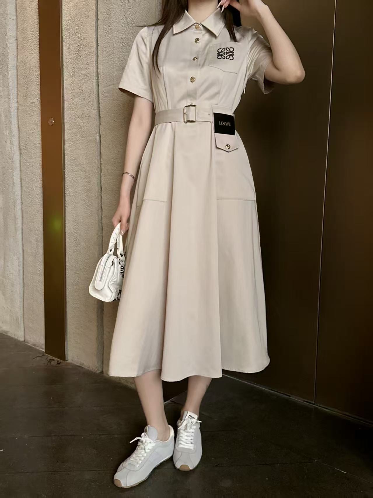 L0WEW 高品質刺繍ロゴドレス【50％割引+送料無料】