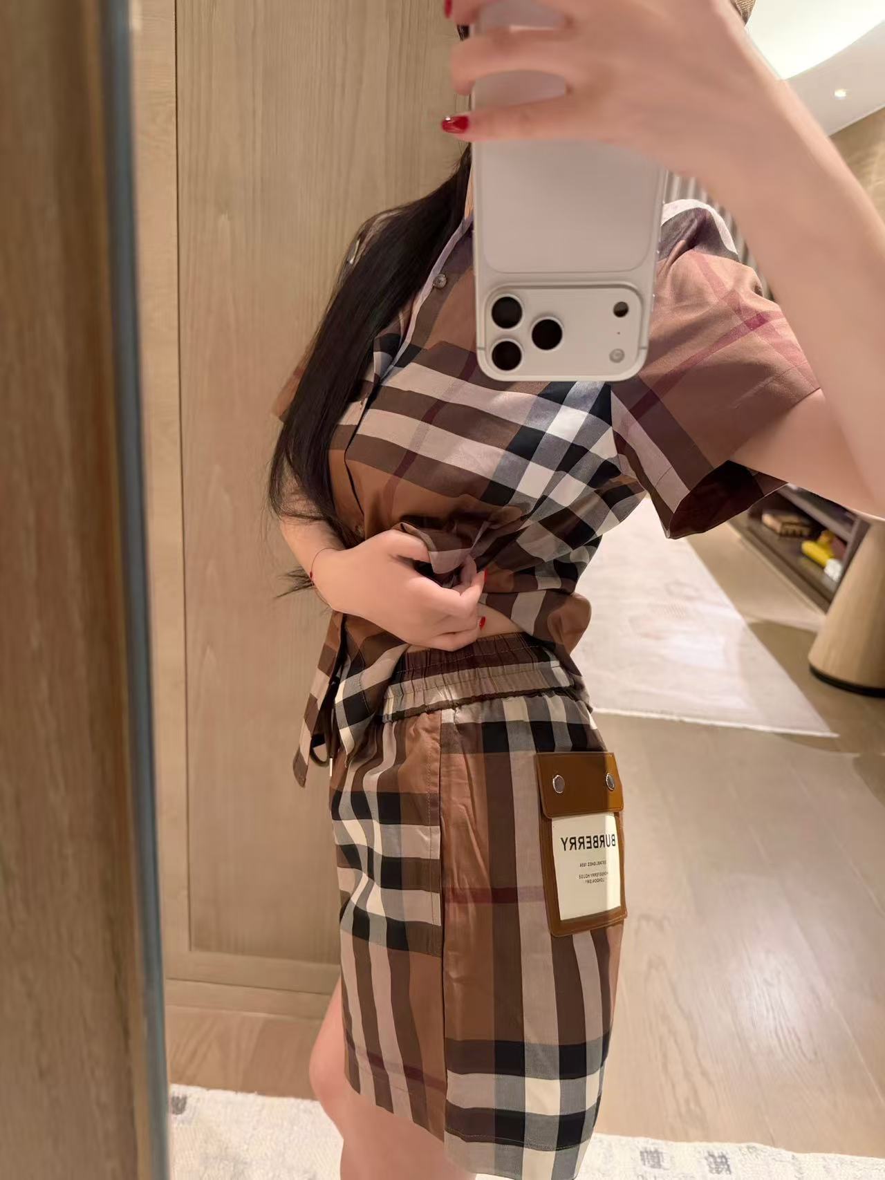 BUR8ERRY チェックシャツ＆ショーツ ツーピースセット【50％割引+送料無料】