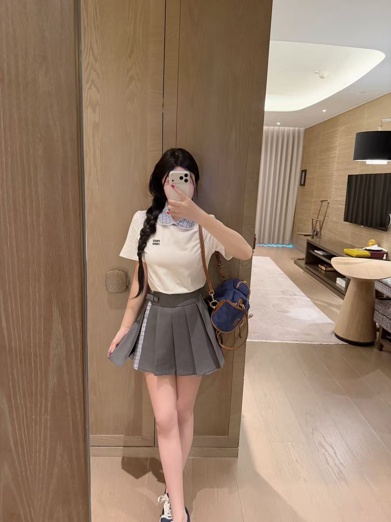 M1UM1U 刺繍レタートップ+スカート ツーピースセット【50％割引+送料無料】