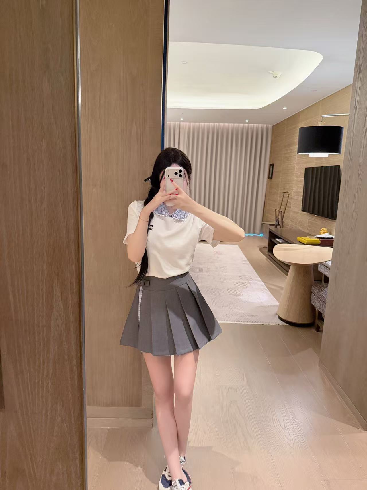 M1UM1U 刺繍レタートップ+スカート ツーピースセット【50％割引+送料無料】