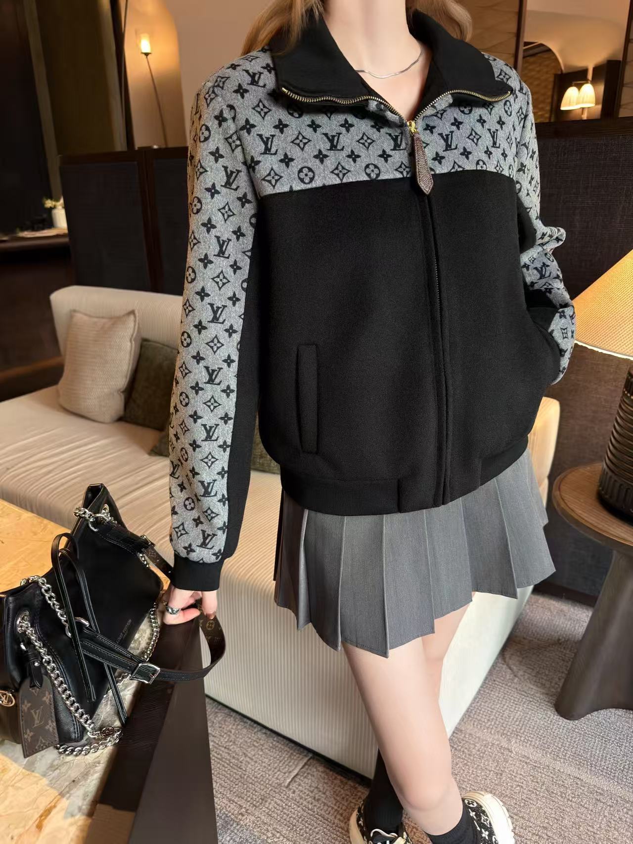 LVジャカードラペルコート【50％割引+送料無料】