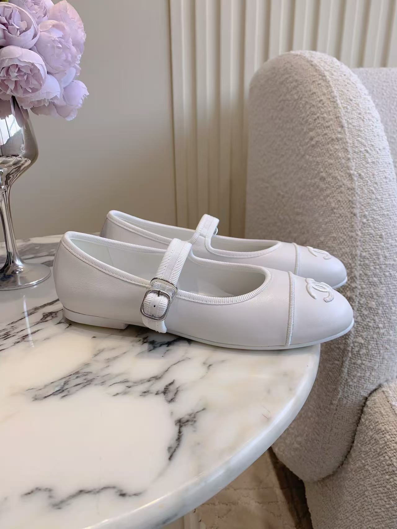 CHANE1 高品質ダブルCラムスキンフラットシューズ【50％割引+送料無料】