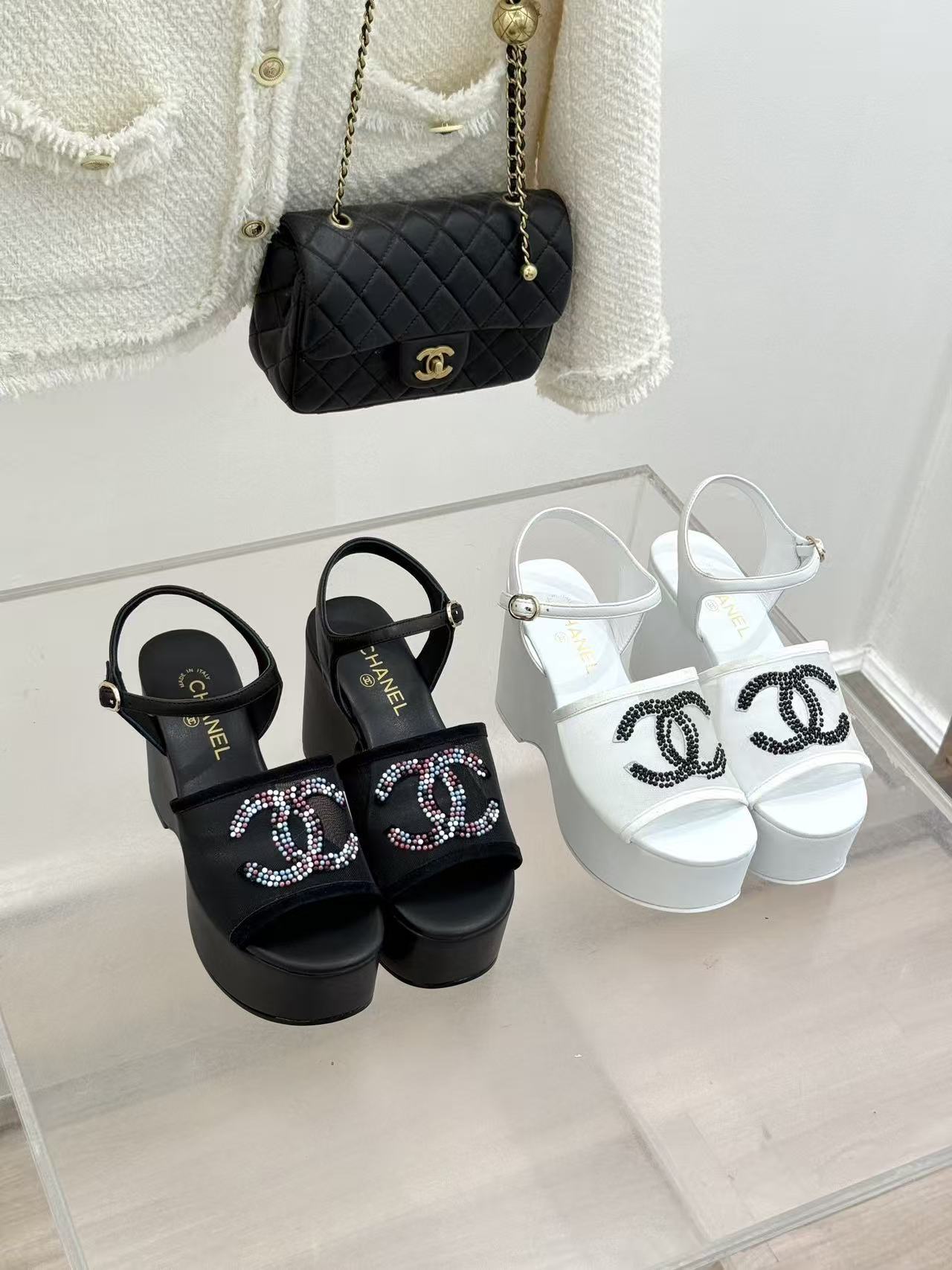 CHANE1 高品質ダブルCラインストーンハイヒール【50％割引+送料無料】