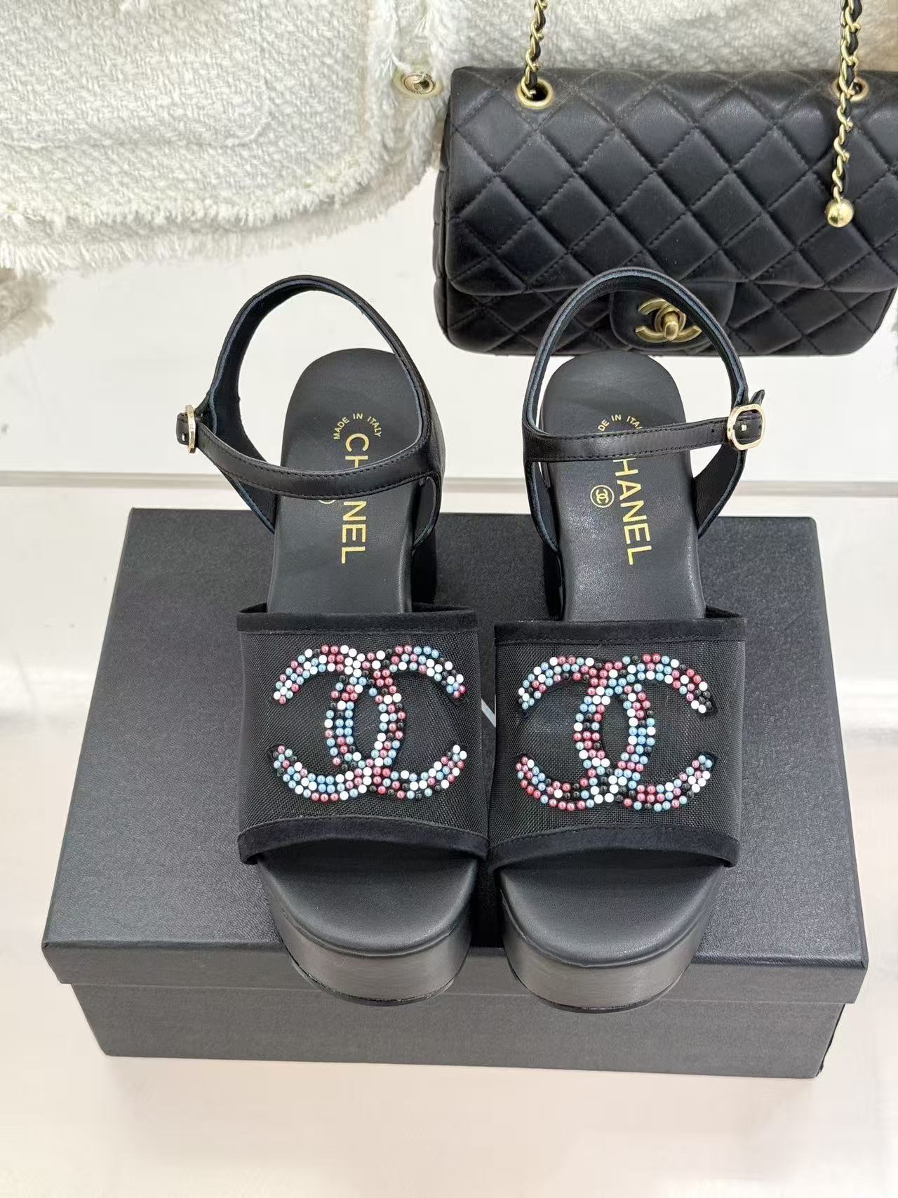 CHANE1 高品質ダブルCラインストーンハイヒール【50％割引+送料無料】