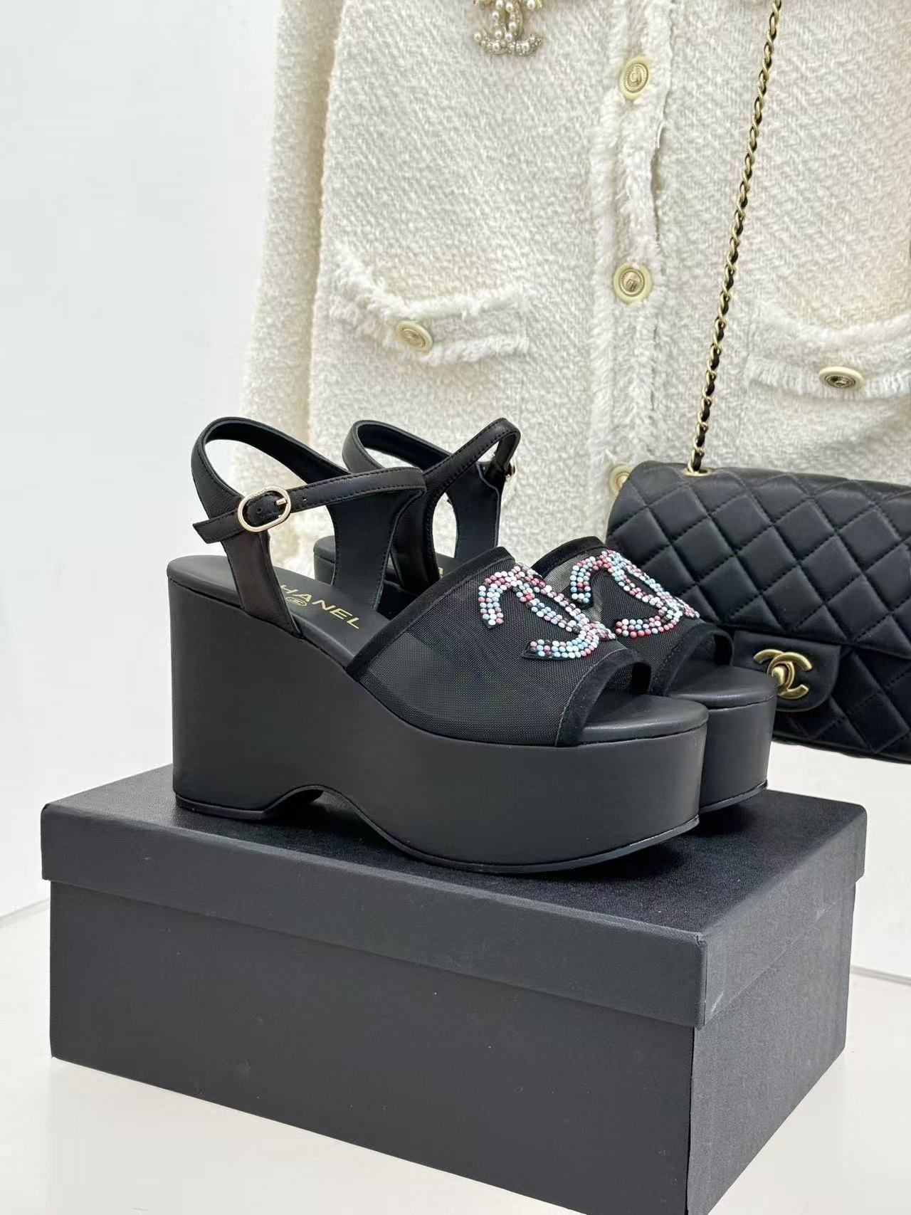 CHANE1 高品質ダブルCラインストーンハイヒール【50％割引+送料無料】