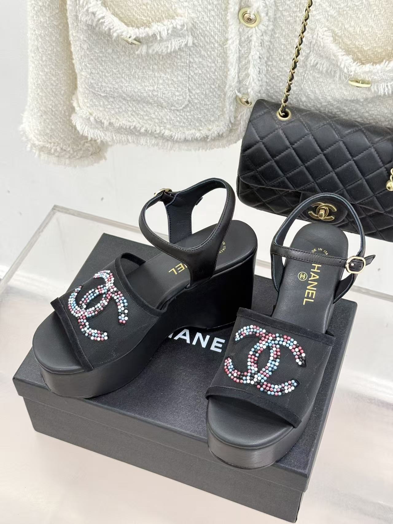 CHANE1 高品質ダブルCラインストーンハイヒール【50％割引+送料無料】