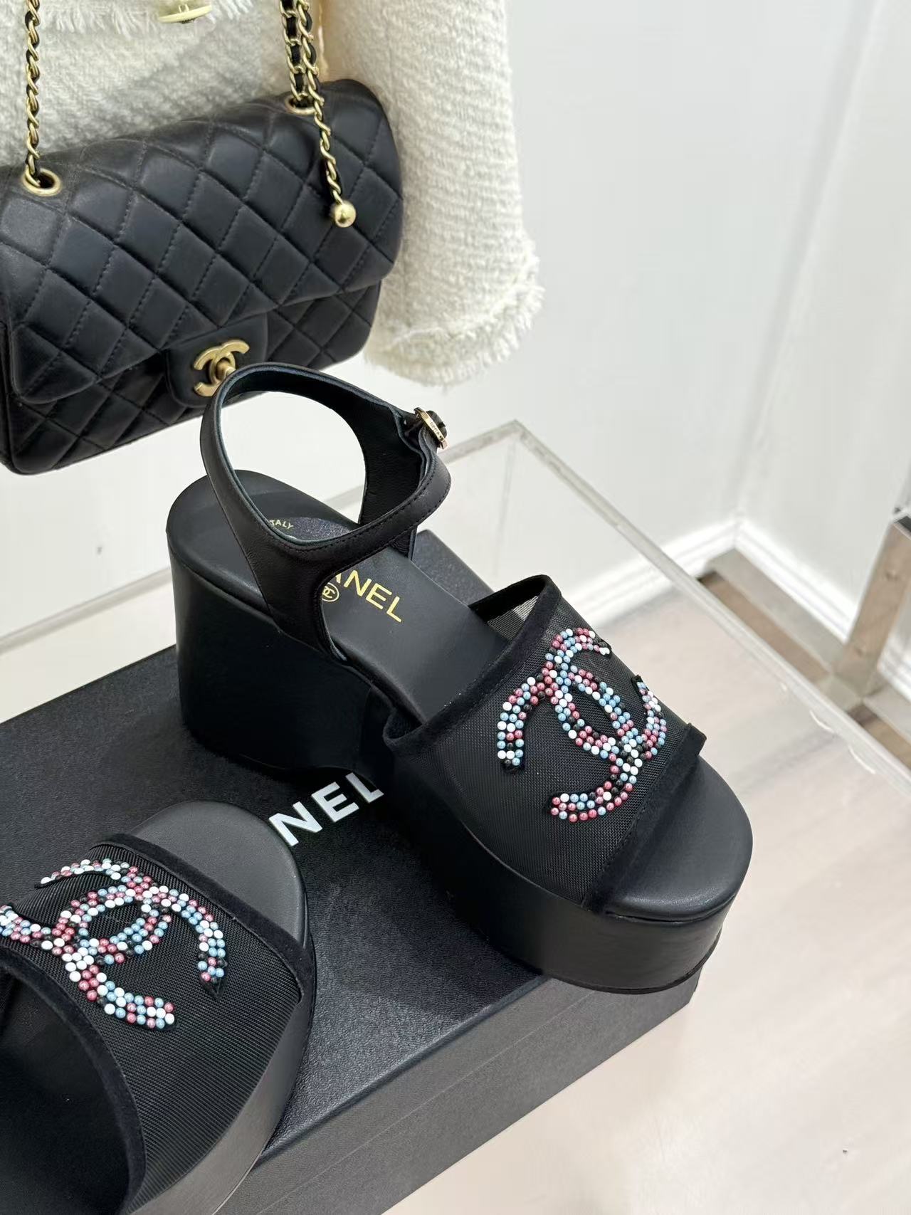 CHANE1 高品質ダブルCラインストーンハイヒール【50％割引+送料無料】