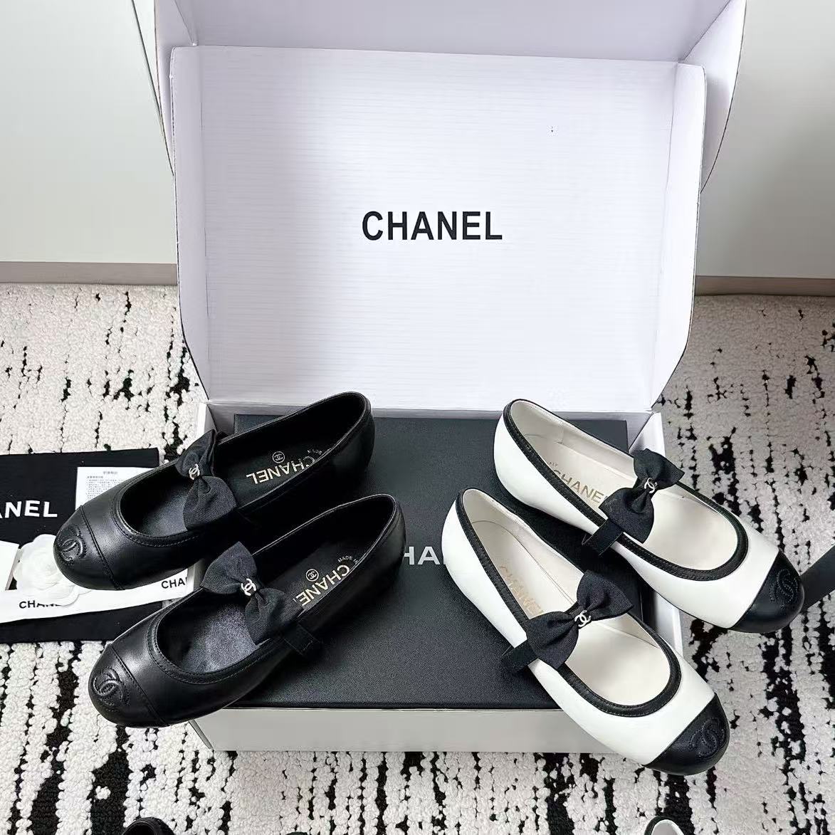 CHANE1 高品質ボウダブルCフラットシューズ【50％割引+送料無料】