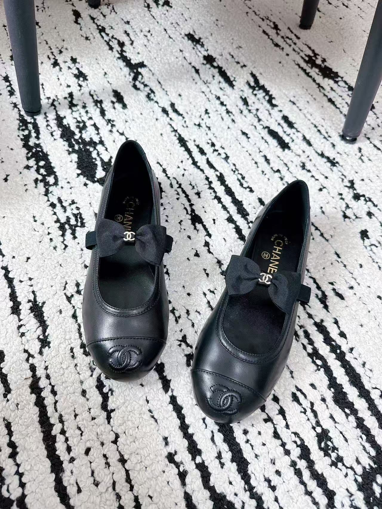 CHANE1 高品質ボウダブルCフラットシューズ【50％割引+送料無料】