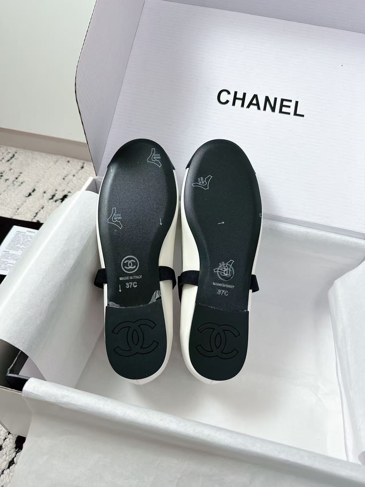 CHANE1 高品質ボウダブルCフラットシューズ【50％割引+送料無料】