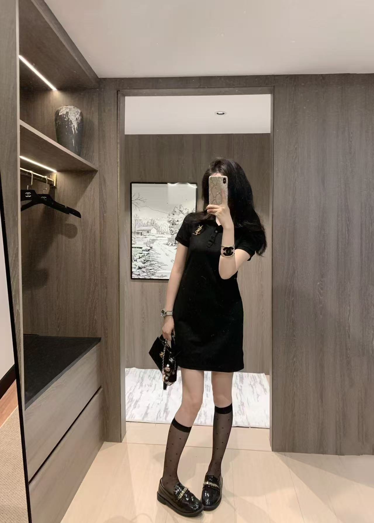 YSL 刺繍ロゴ 半袖ドレス【50％割引+送料無料】