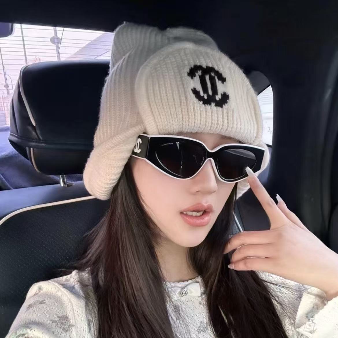 CHANE1 ダブルC ブラック＆ホワイト グラス【50％割引+送料無料】