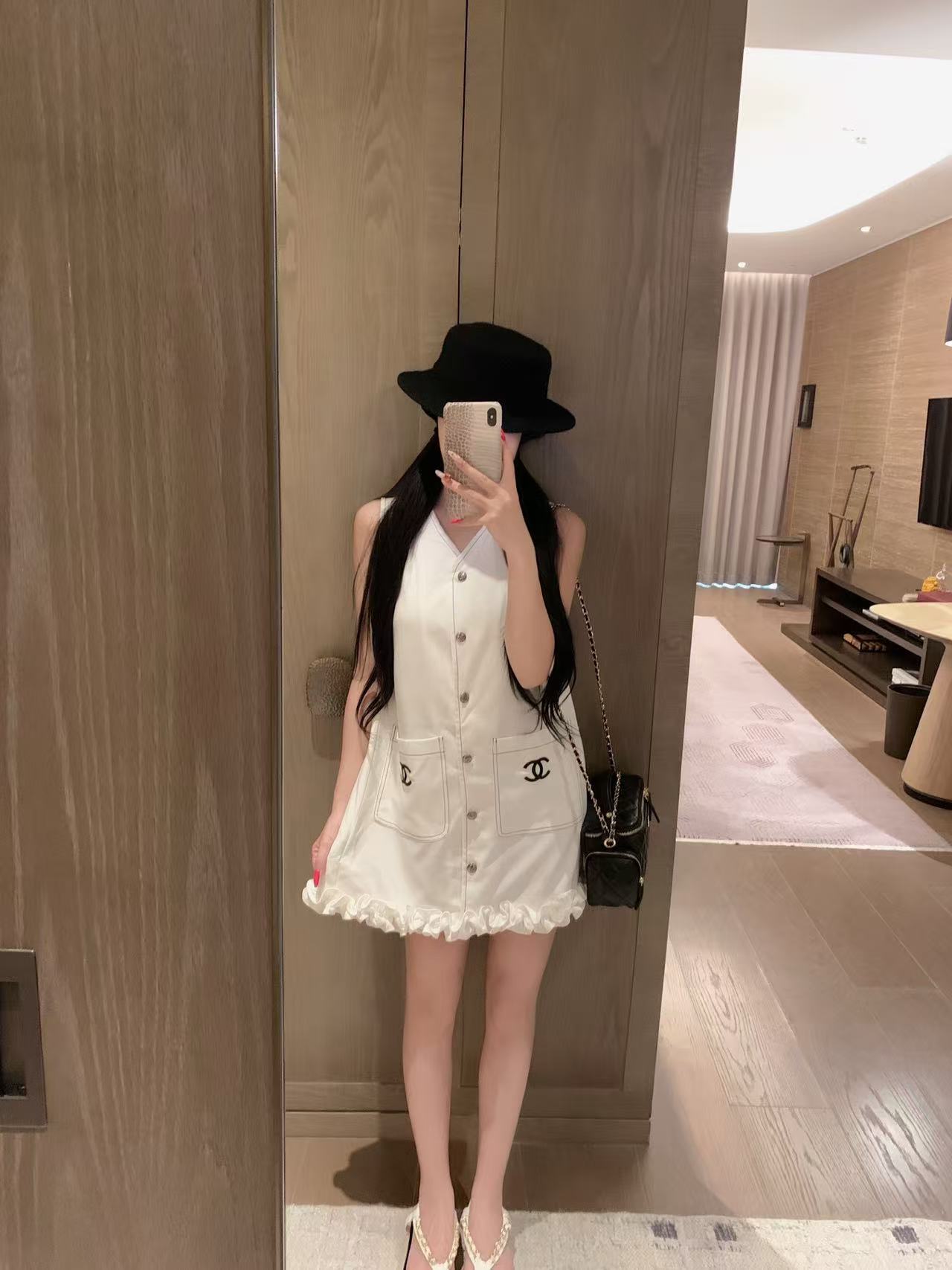 CHANE1 ラッフルテンセル ノースリーブ ドレス【50％割引+送料無料】