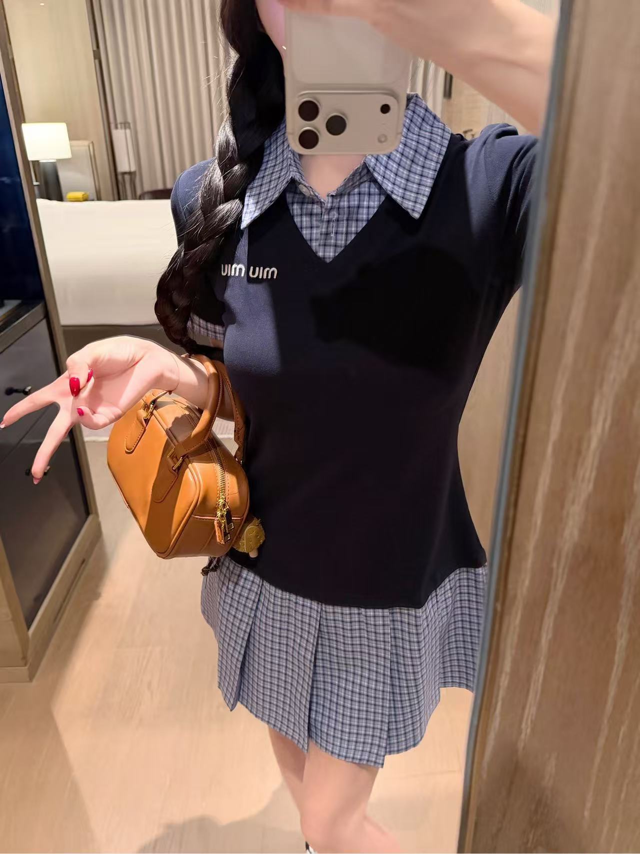 M1UM1U カラーブロック刺繍レタードレス【50％割引+送料無料】