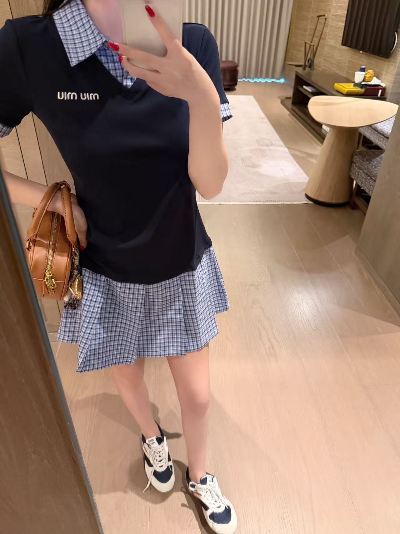 M1UM1U カラーブロック刺繍レタードレス【50％割引+送料無料】