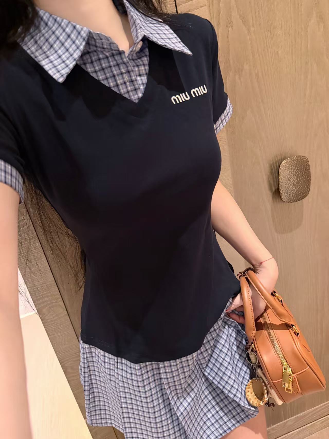 M1UM1U カラーブロック刺繍レタードレス【50％割引+送料無料】