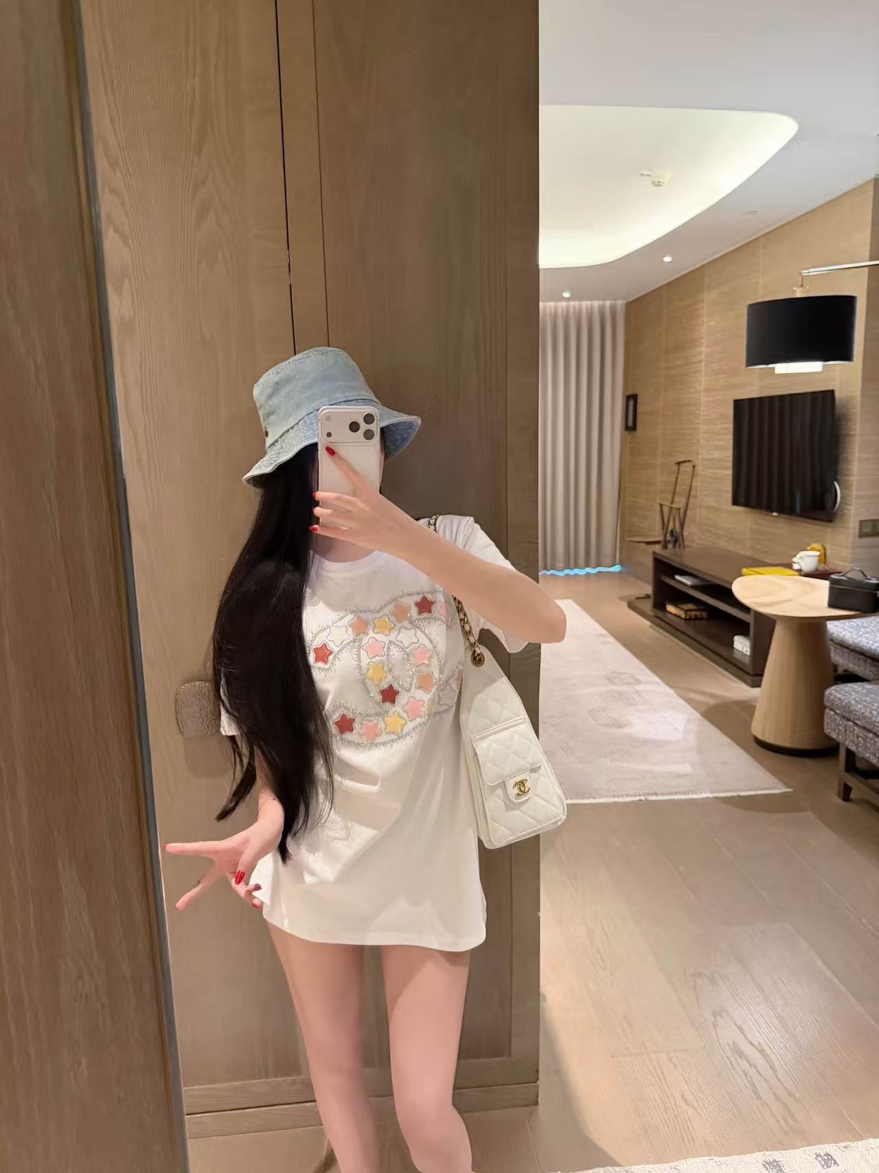 CHANE1 五芒星ダブルC Tシャツ【50％割引+送料無料】