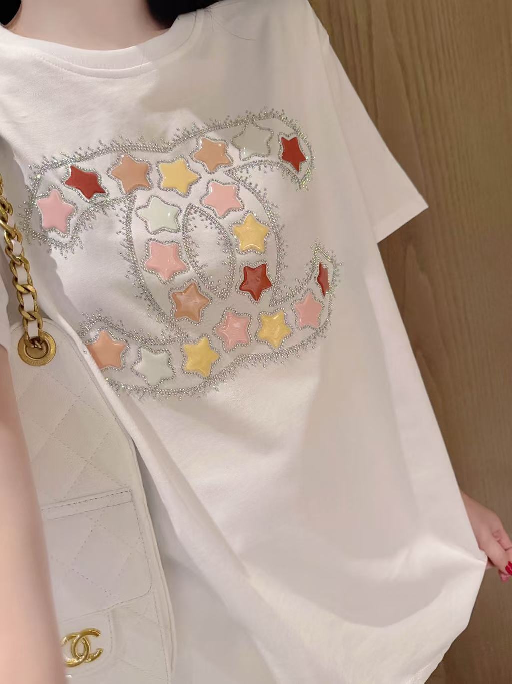 CHANE1 五芒星ダブルC Tシャツ【50％割引+送料無料】