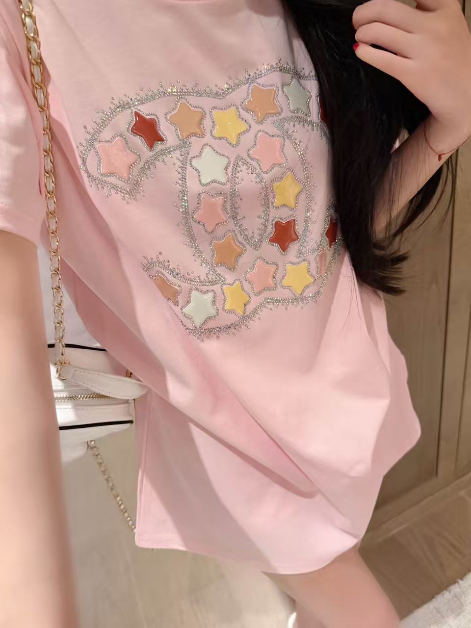 CHANE1 五芒星ダブルC Tシャツ【50％割引+送料無料】