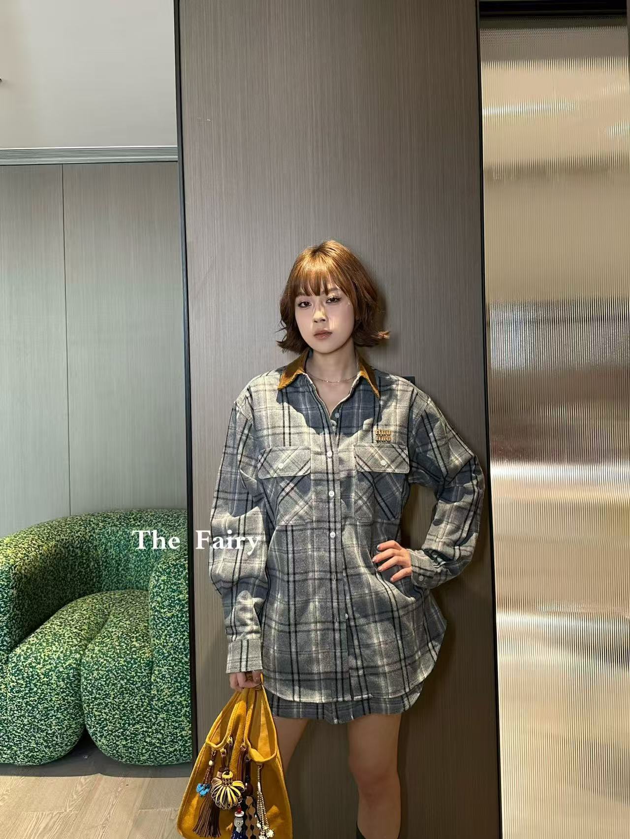 M1UM1U チェックシャツとスカートのツーピースセット【50％割引+送料無料】