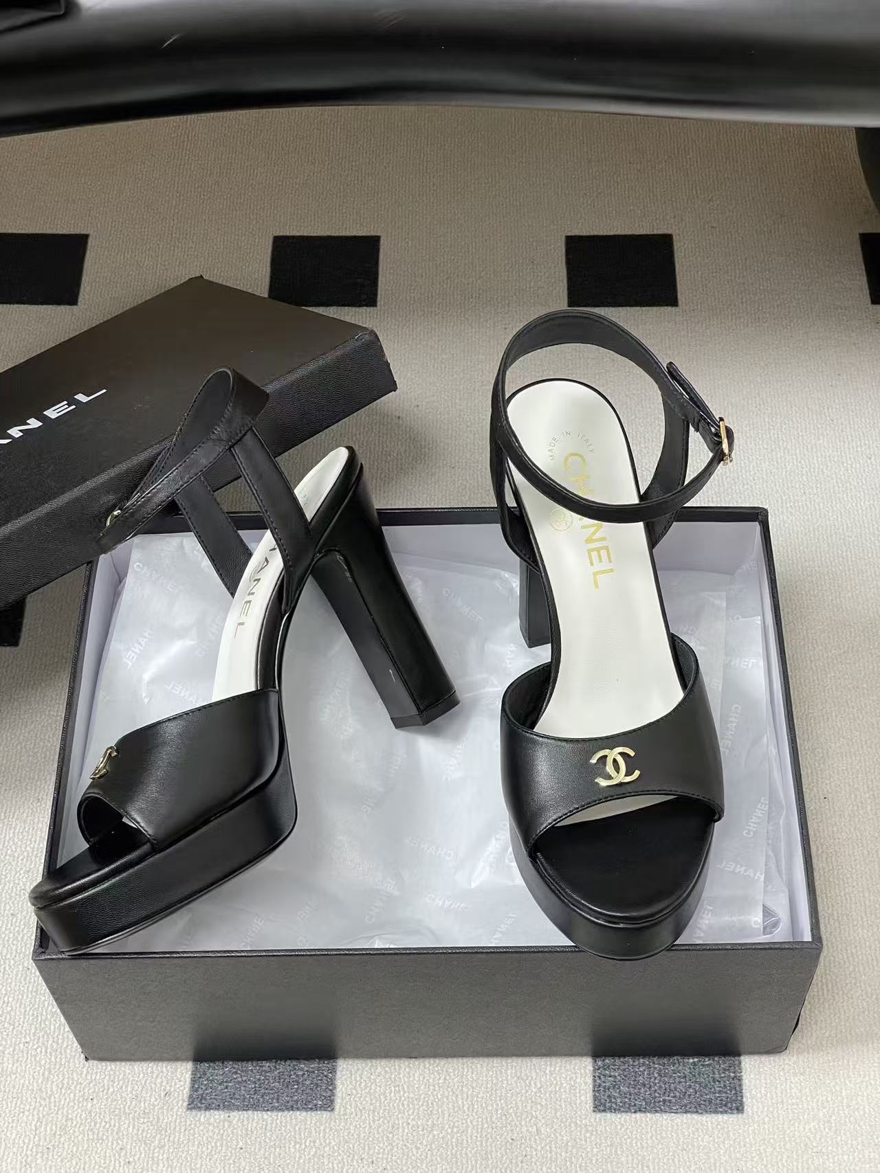 CHANE1 高品質ダブルCハイヒールサンダル【50％割引+送料無料】