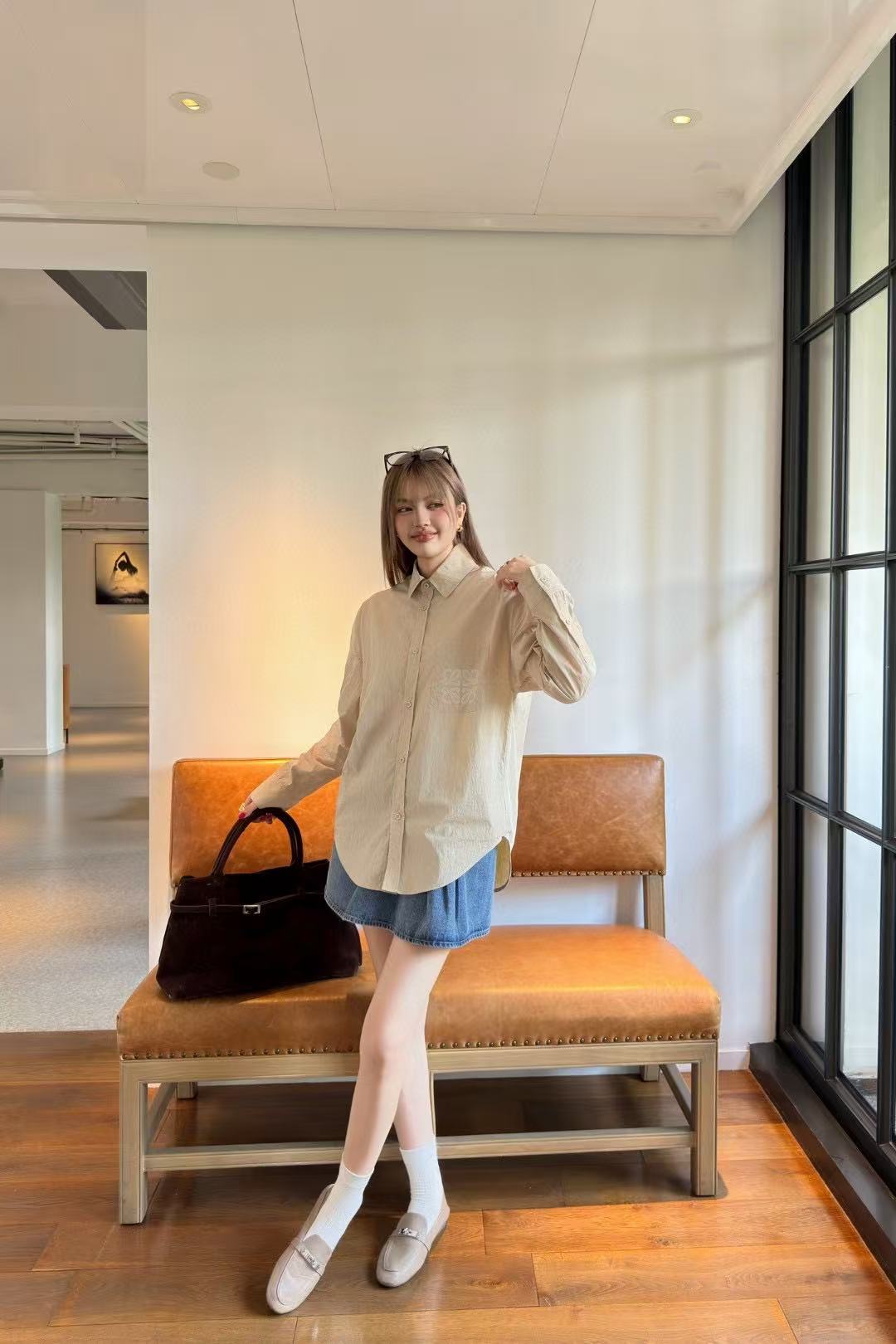 L0WEW 襟付き長袖シャツ【50％割引+送料無料】