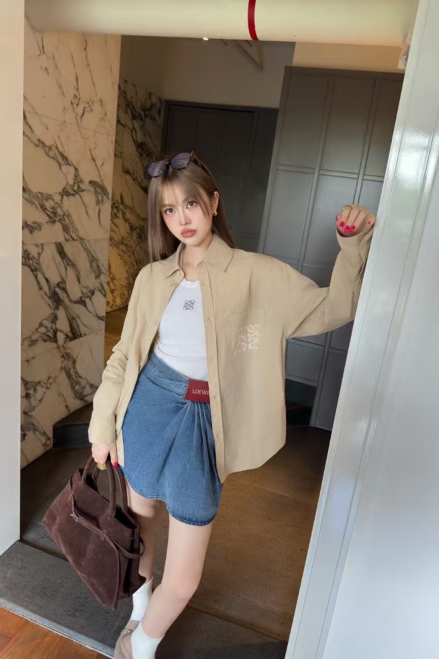 L0WEW 襟付き長袖シャツ【50％割引+送料無料】