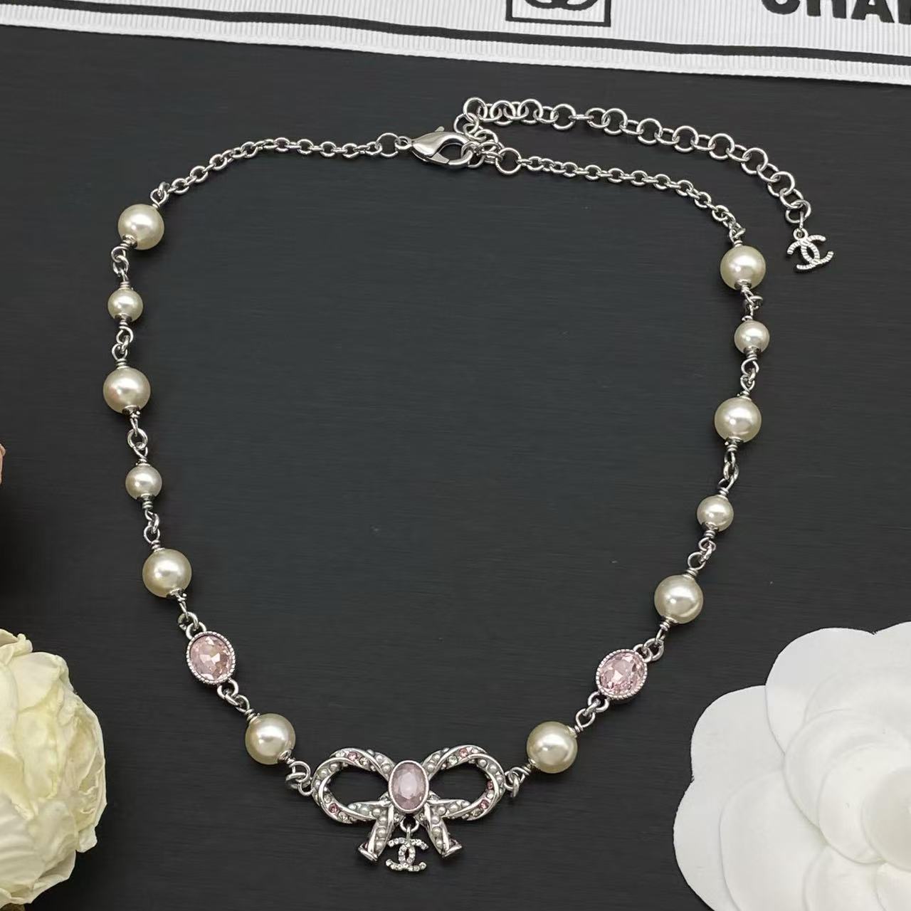 CHANE1 ピンクダイヤモンド ダブルCネックレス【50％割引+送料無料】