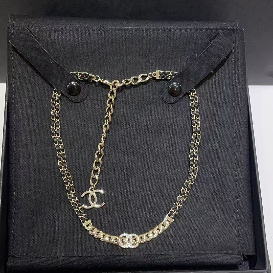 CHANE1 レザーダブルCネックレス【50％割引+送料無料】