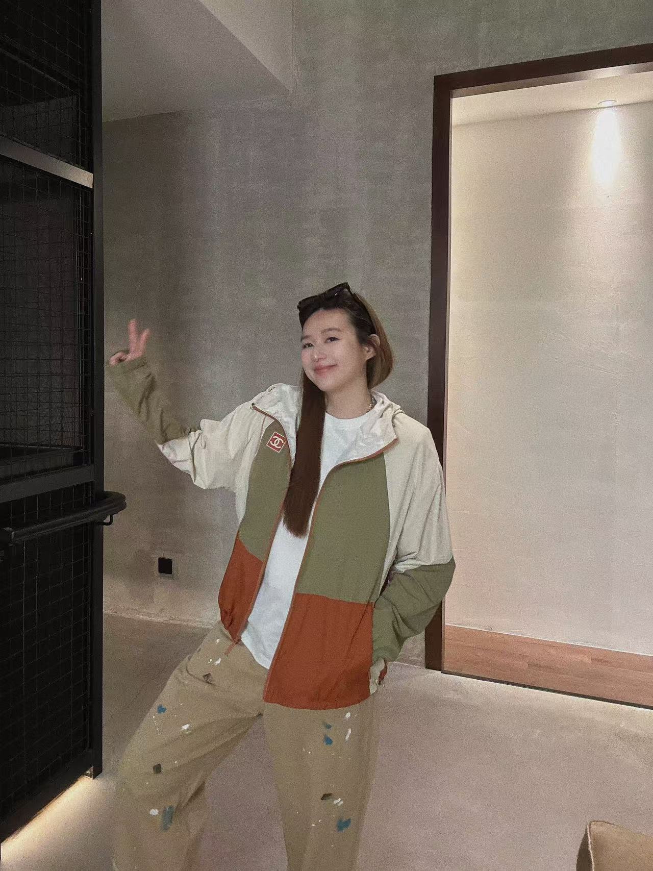 CHANE1 カラーブロック フードジャケット【50％割引+送料無料】