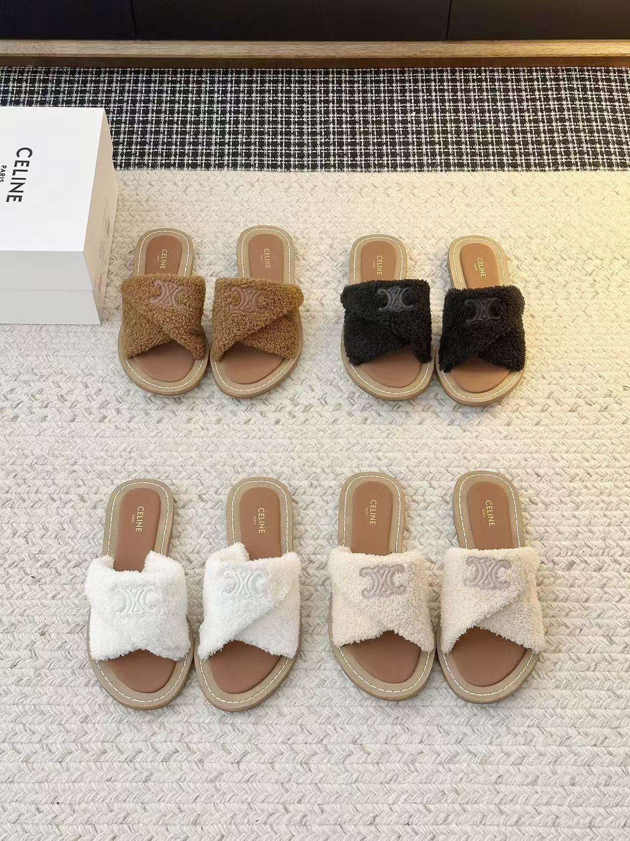 CEL1NE 高品質凱旋門ウールスリッパ【50％割引+送料無料】