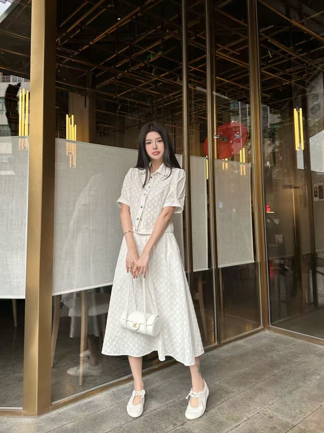 LV高級ジャカードシャツ＆スカート 2点セット【50％割引+送料無料】