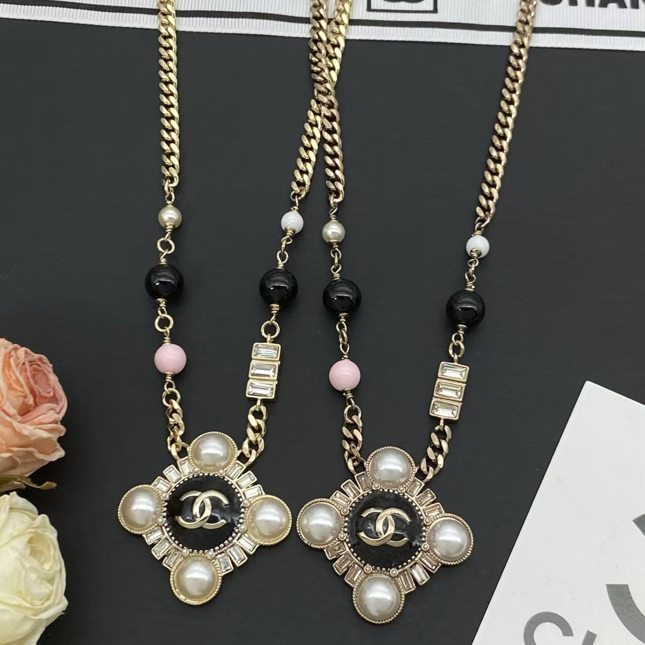 CHANE1 ダブルCパールネックレス【50％割引+送料無料】