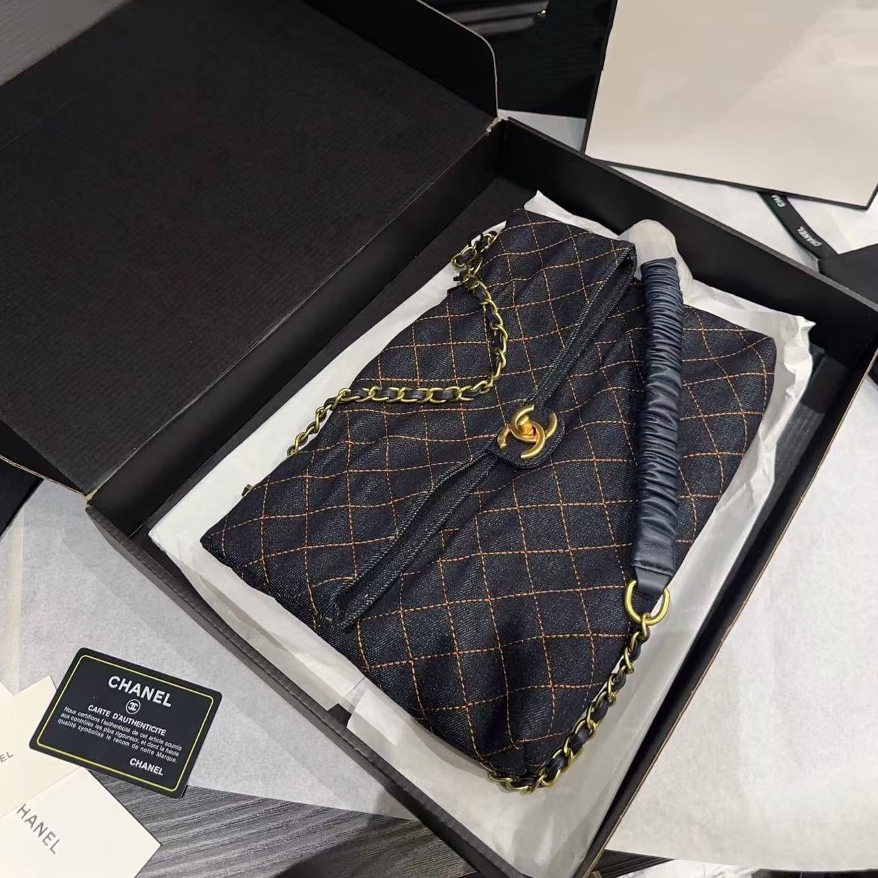 CHANE1 デニムフラップチェーンショルダーバッグ【50％割引+送料無料】