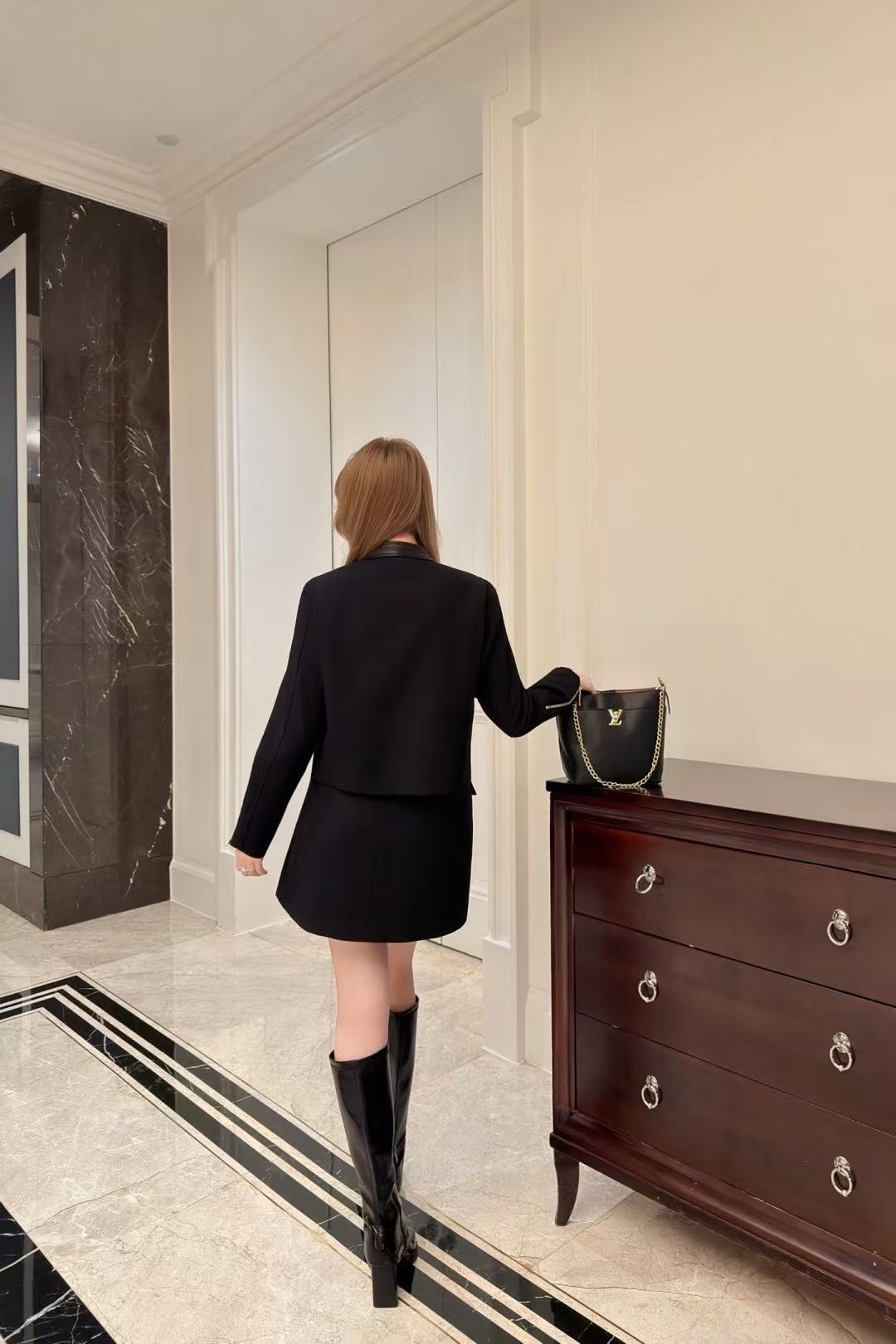 LVジッパージャケット＋スカートのツーピースセット【50％割引+送料無料】