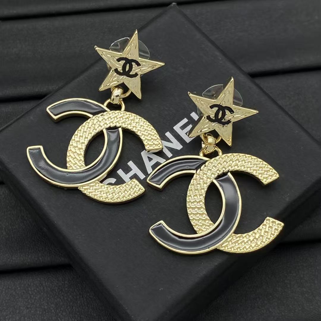 CHANE1 五芒星ダブルCピアス【50％割引+送料無料】