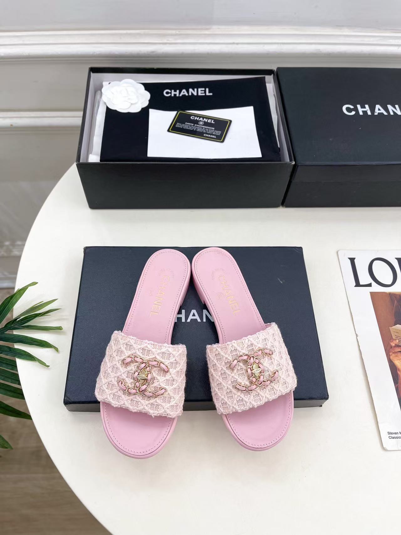 CHANE1 高品質ダブルCチェーンニットフラットシューズ【50％割引+送料無料】