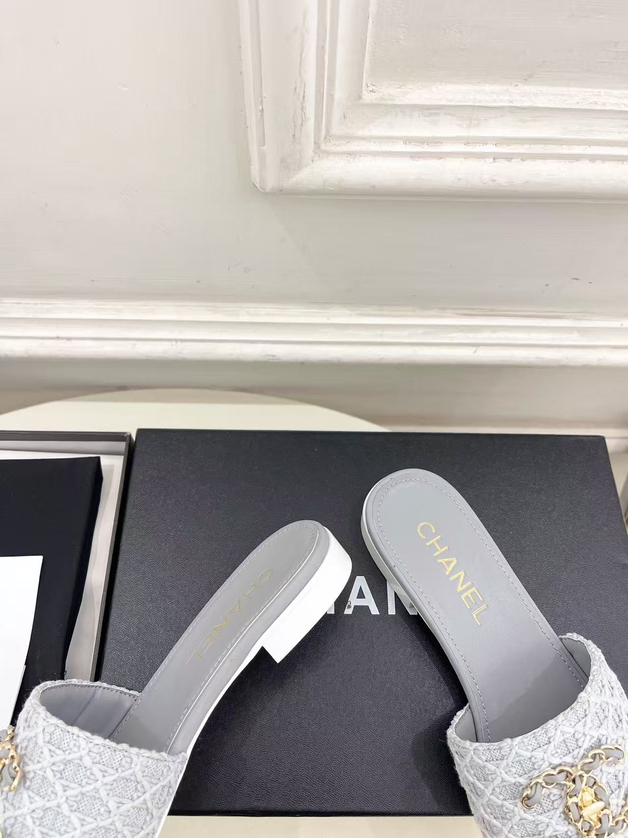 CHANE1 高品質ダブルCチェーンニットフラットシューズ【50％割引+送料無料】