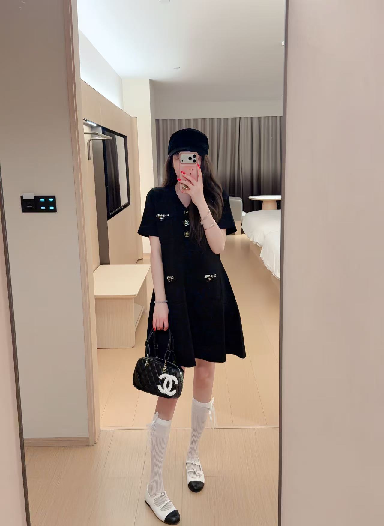 CHANE1 ニットVネックドレス【50％割引+送料無料】