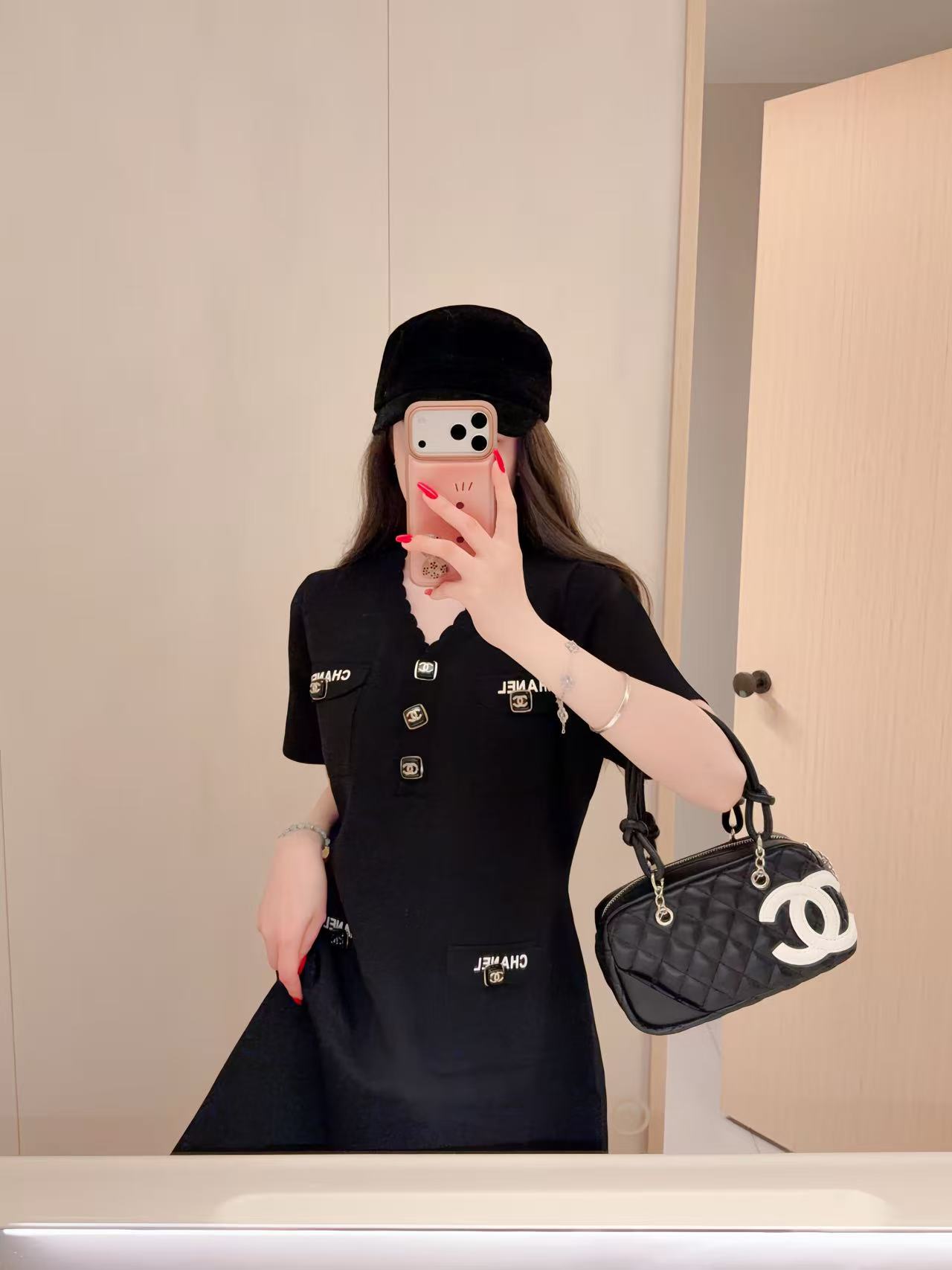 CHANE1 ニットVネックドレス【50％割引+送料無料】