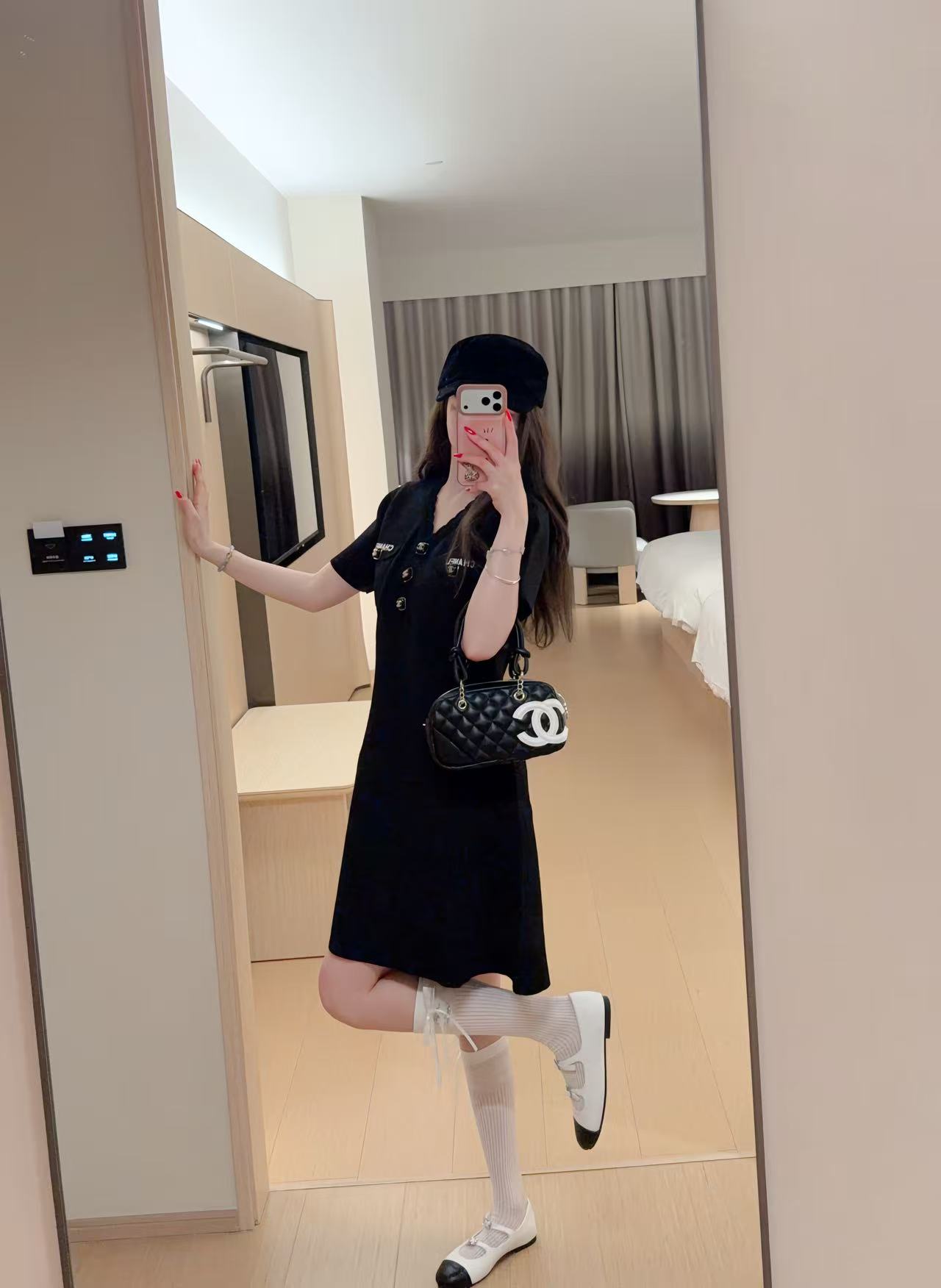 CHANE1 ニットVネックドレス【50％割引+送料無料】